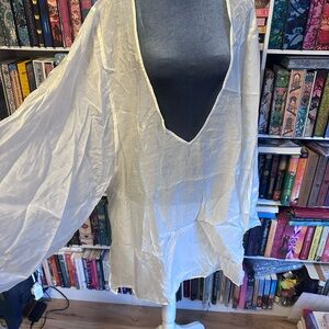 Good American Cream Sheer Blouse